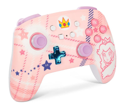 Verbesserter Kabelloser PowerA-Controller für Nintendo Switch - Prinzessin-Peach-Plaid, Nintendo Swi