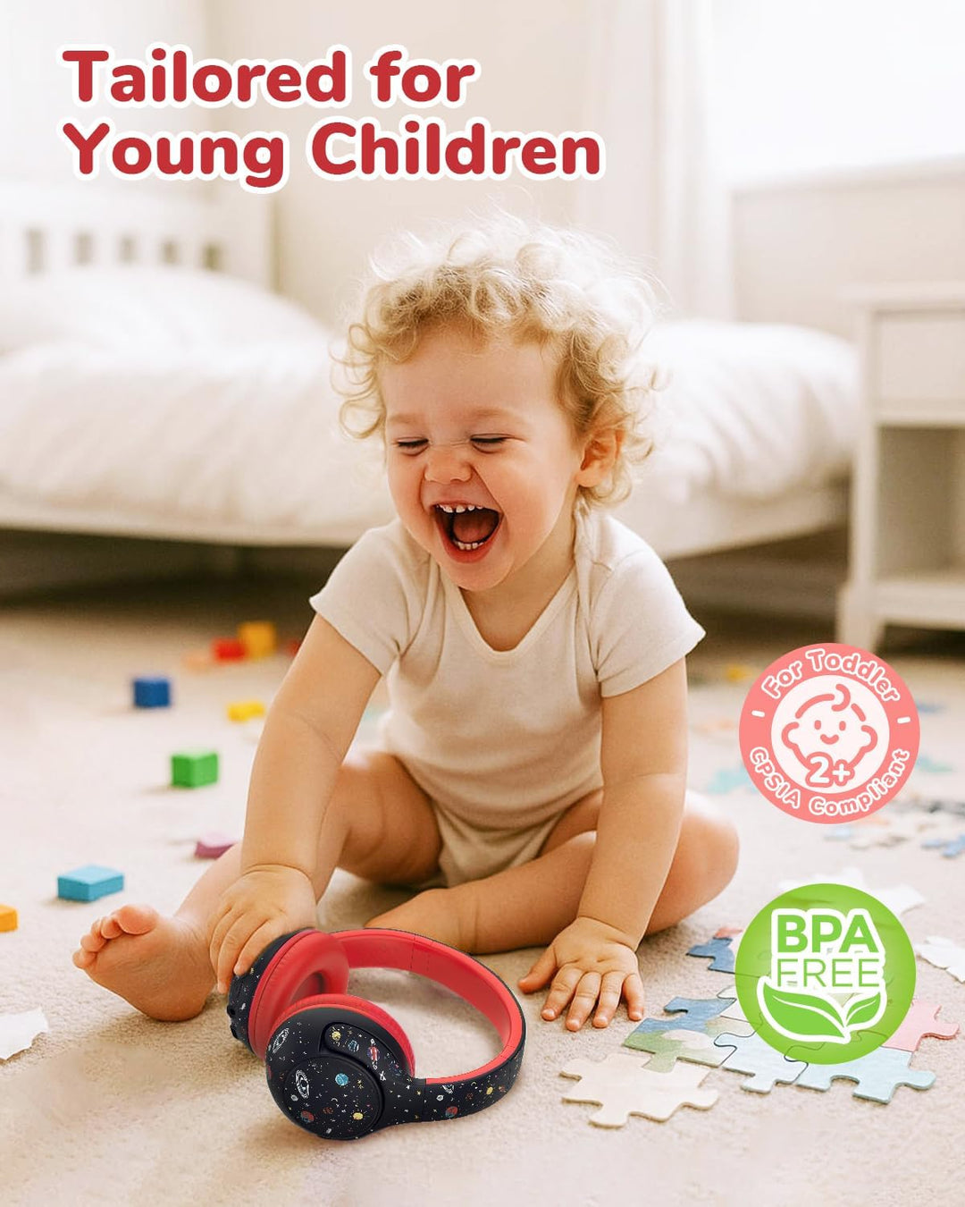iClever Bluetooth Kopfhörer Kinder, 2+ Jahre alt CPC-Zertifiziert, 75/80dBA Sichere Begrenzte Lautst
