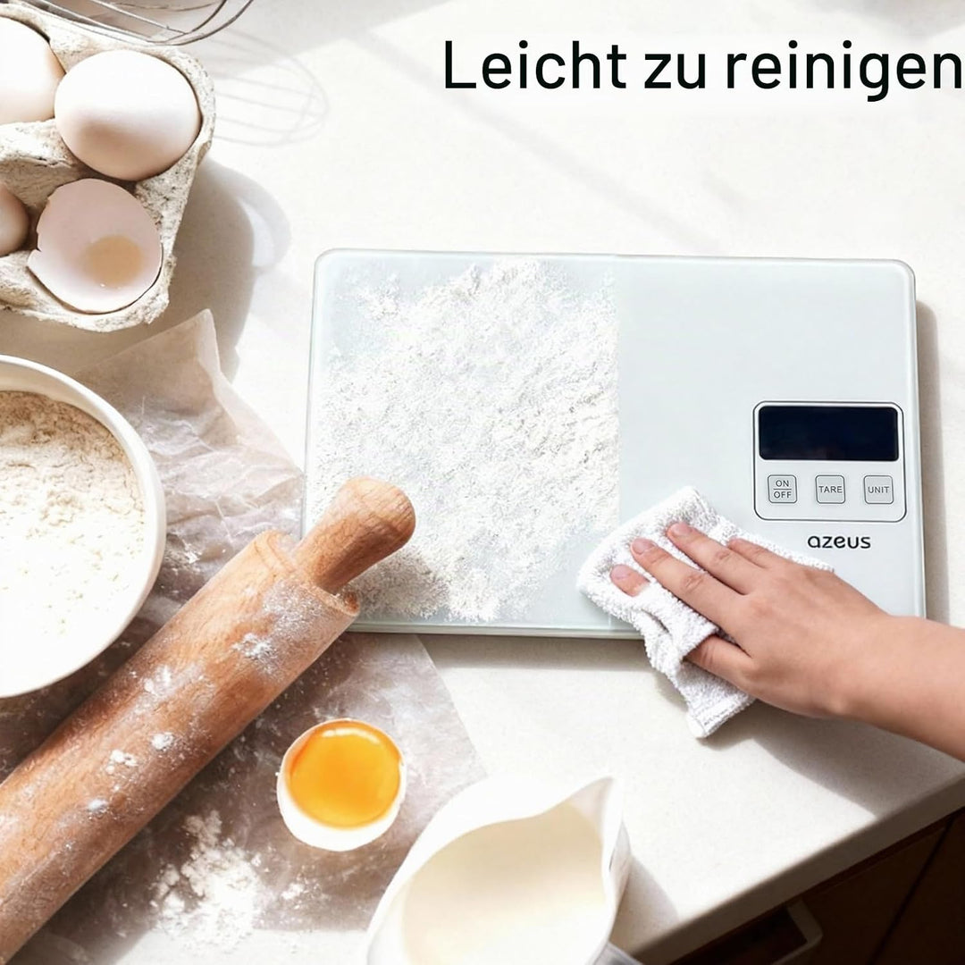 Lebensmittelwaage mit USB wiederaufladbar, digitale Küchenwaage mit 6 Einheiten, hohe Präzision auf