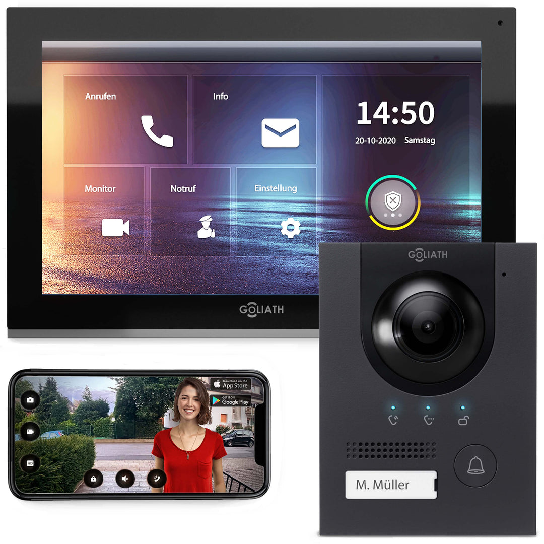 Goliath IP | Aufputz | Video Türsprechanlage | 2MP | Anthrazit Türstation | 180° Ultra Weitwinkel Ob