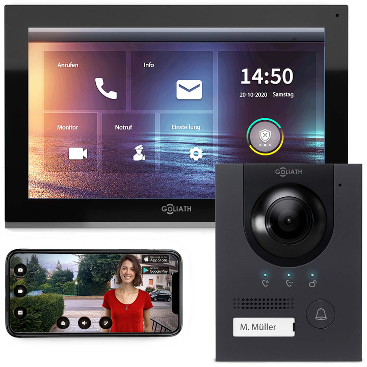 Goliath IP | Aufputz | Video Türsprechanlage | 2MP | Anthrazit Türstation | 180° Ultra Weitwinkel Ob
