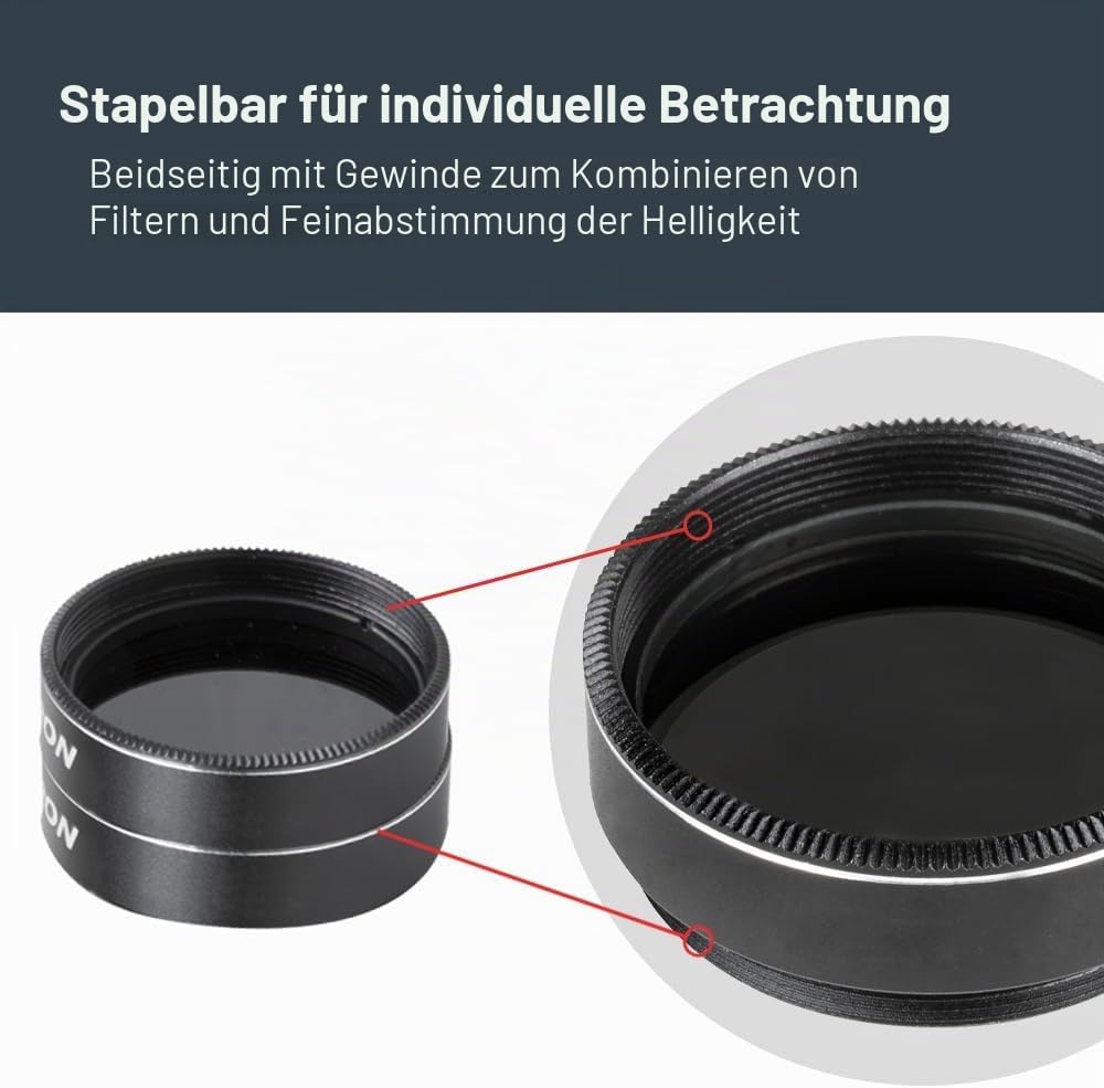 Celestron 94119-10 lunares und planetares Okular-Filterset, 4 Stück - Mit sattem Gelb (12), Orange (