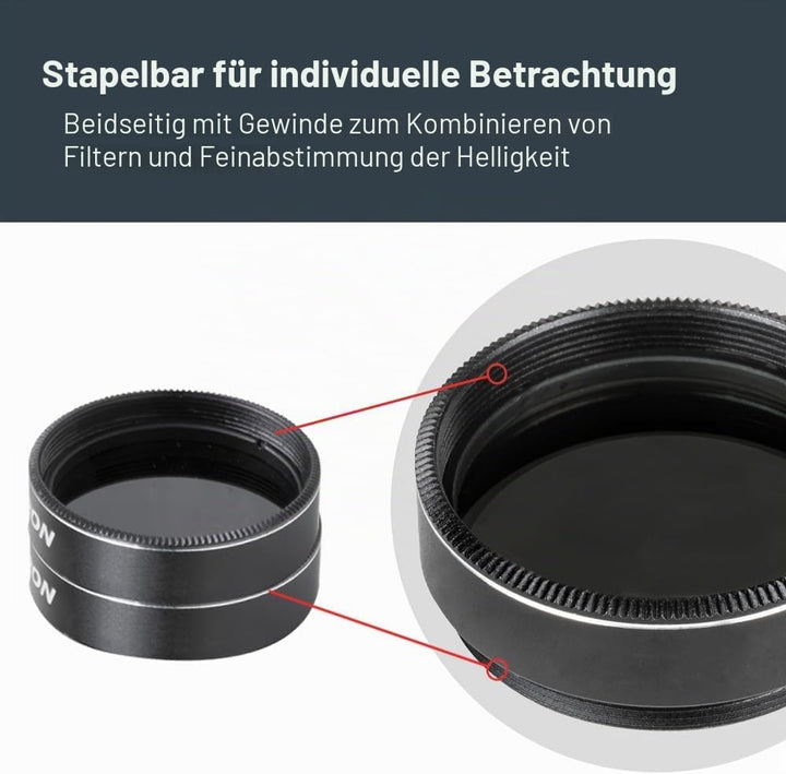 Celestron 94119-10 lunares und planetares Okular-Filterset, 4 Stück - Mit sattem Gelb (12), Orange (