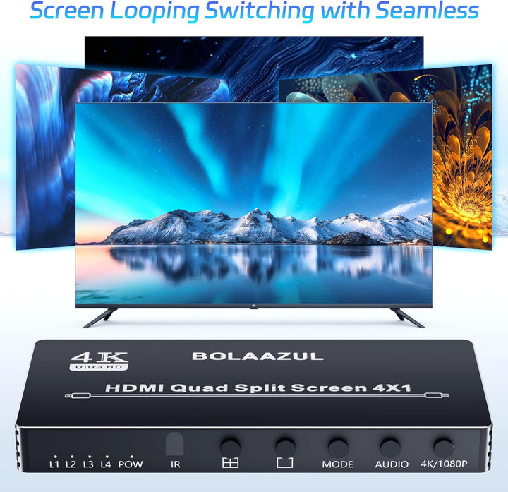 4x1 HDMI Multiviewer 1080P HDMI Multiviewer mit 4 Eingängen HDMI 4x1 Quad Multiviewer Bildschirmspli