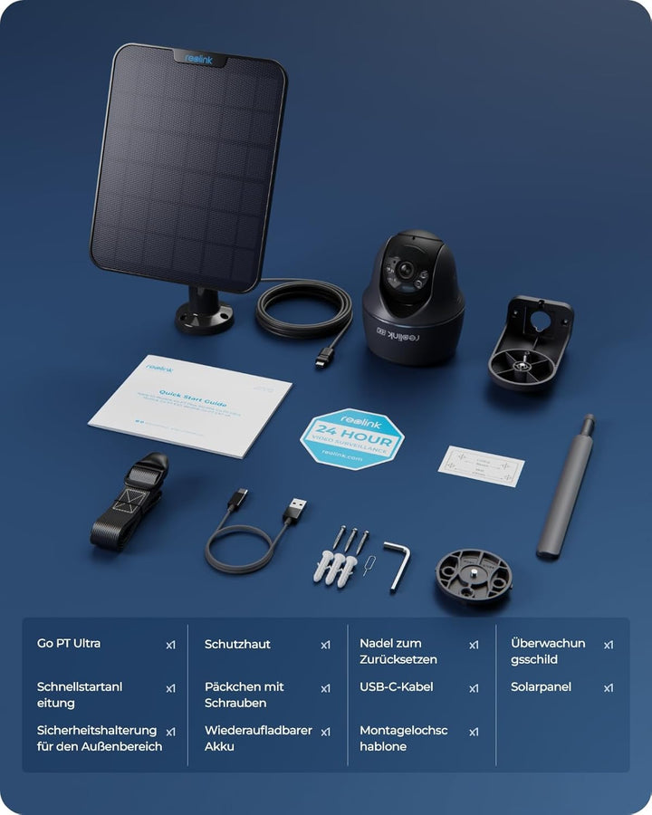 Reolink 4K 4G LTE Überwachungskamera Aussen mit SIM Karte Ohne WLAN, 355°&140° PTZ Solar Kamera Outd