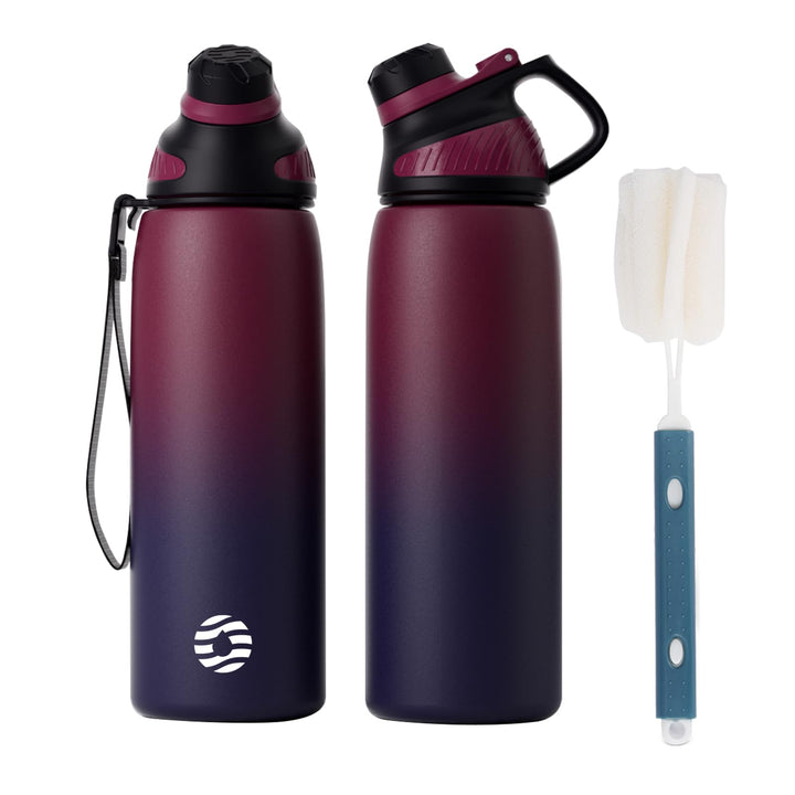 Fjbottle Edelstahl Trinkflasche Sport mit Magnetischem Deckel 1L, 800ml, 600ml, 400ml BPA-Frei Ausla