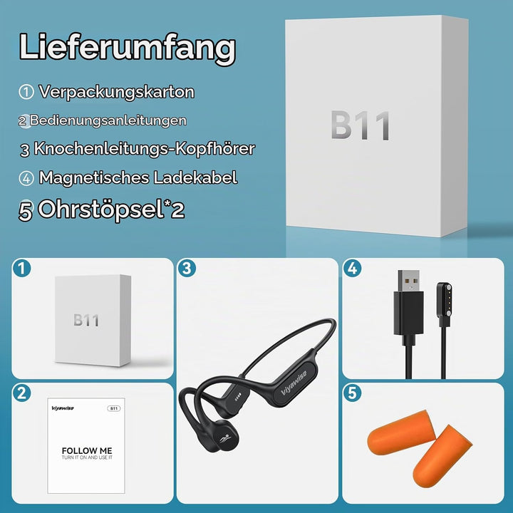 Belife B11 Bone Conduction Headphones, IP68 Waterproof Earbuds for Swimming, 32GB &amp; Bluetooth 6.0 Wi