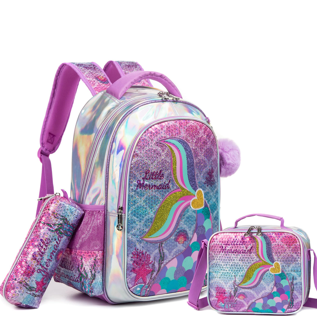 HTgroce Meerjungfrau Rucksack Mädchen Schulrucksack Schulranzen Schultasche Rucksack Freizeitrucksac