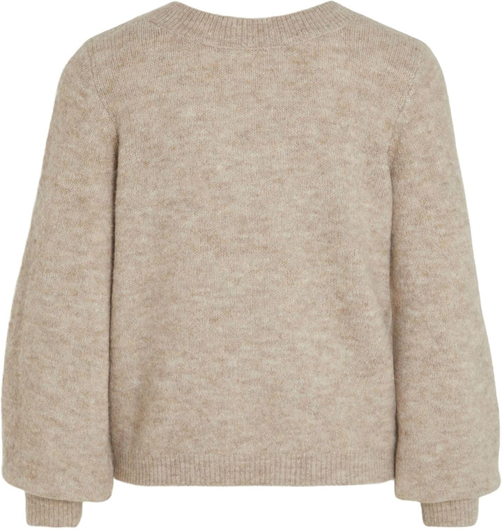 Vila Damen Vijamina Rev V-Neck L/S Knit Top-Noos Strickpullover S Natural Melange, S Natural Melange