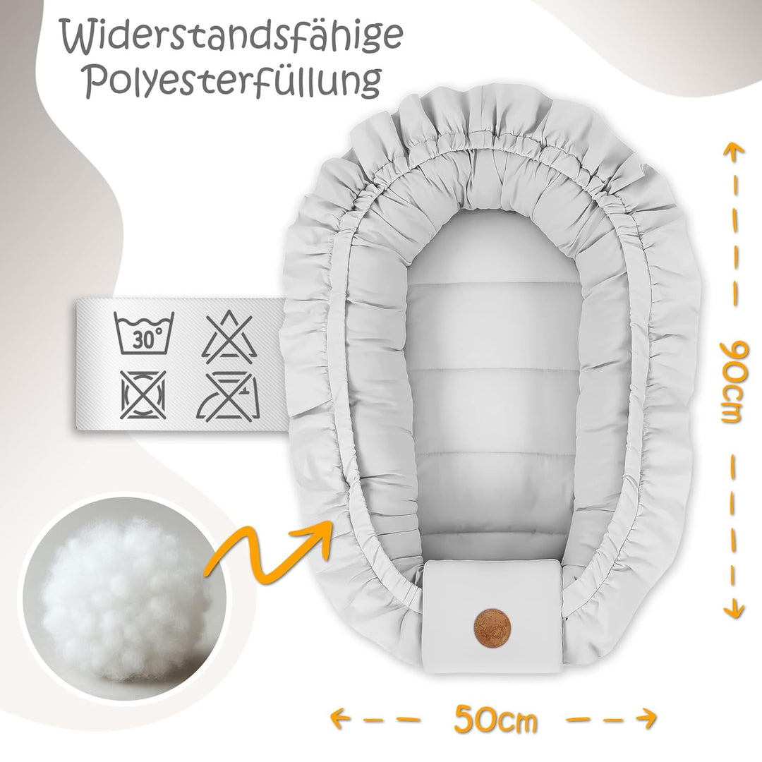 Babynestchen Baumwolle Kuschelnest für Neugeborene 90x50 cm - Baby Nestchen Bett Kokon Fleecestoff G