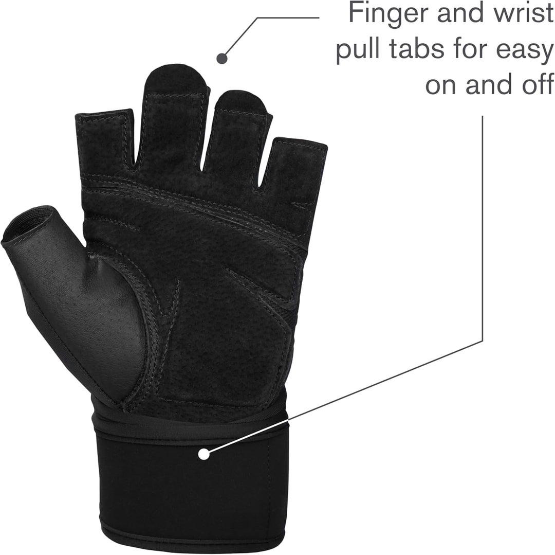 Harbinger Training Grip Wristwrap Gloves, Heavy Lifting Gloves for More Palm Protection and Wrist St