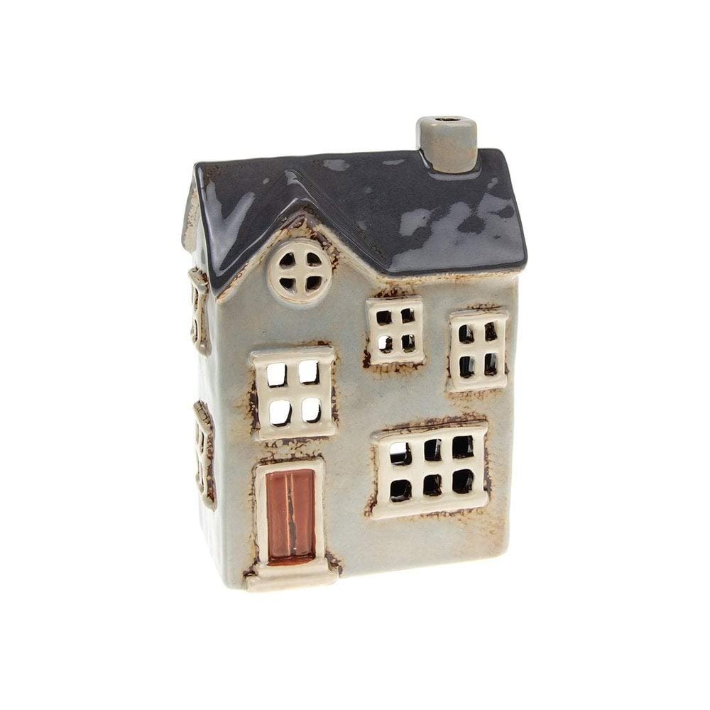Village Pottery Joe Davies JD310762 Teelichthalter, Landhaus, Hellgrau