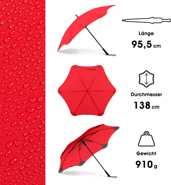 Blunt Executive Stockschirm Regenschirm rot | gross & sturmfest für 2 Personen – 138 cm Ø | Innovati