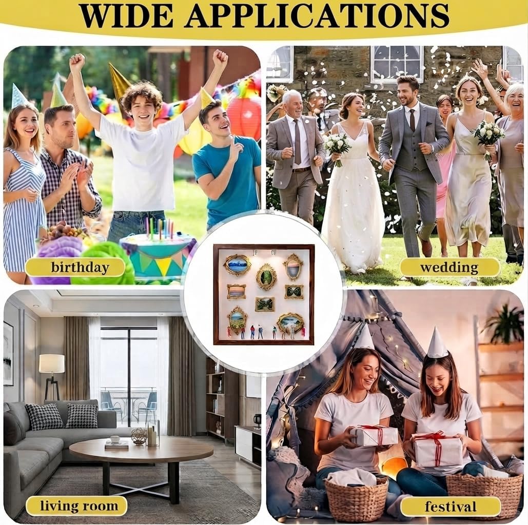 DIY Mini Museum Silhouette Box Kit,8 Frames,8 Figures, 2 Lights,1Klebeband