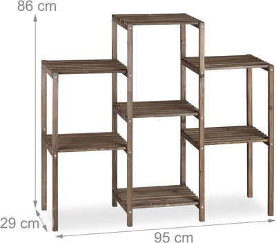 Relaxdays Blumentreppe Holz, Shabby, Innenbereich, Wohnzimmer, Pflanzenregal stehend, 7 Ablagen, HBT