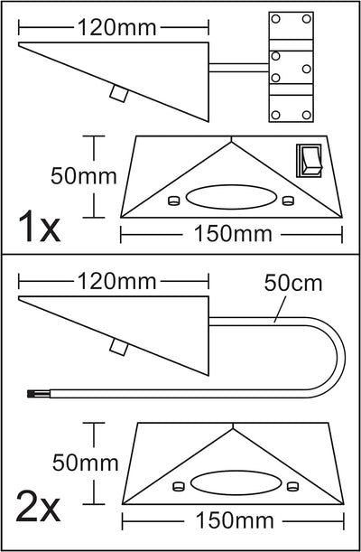 Trango 3er Set 6739-32 Küchenunterbauleuchte inkl. 3x 4.8 Watt LED Modul 3000K warmweiss ON/OFF Scha