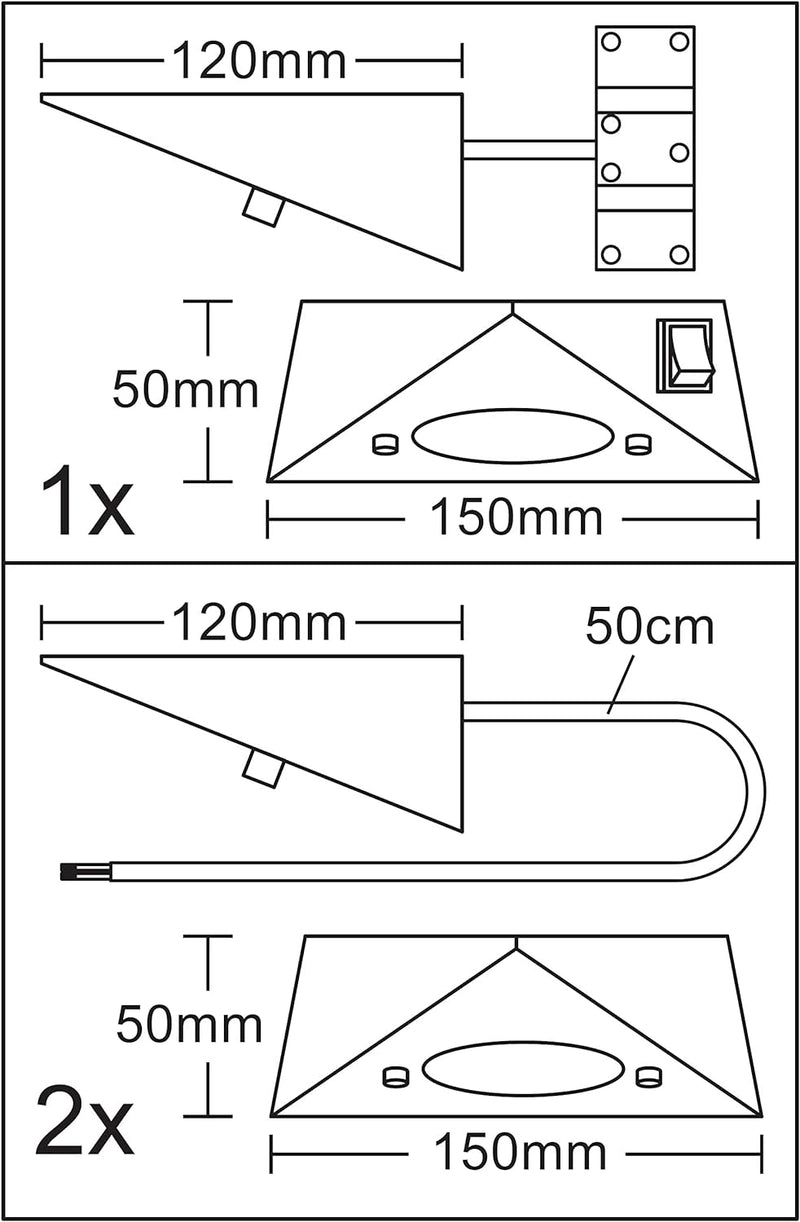 Trango 3er Set 6739-32 Küchenunterbauleuchte inkl. 3x 4.8 Watt LED Modul 3000K warmweiss ON/OFF Scha