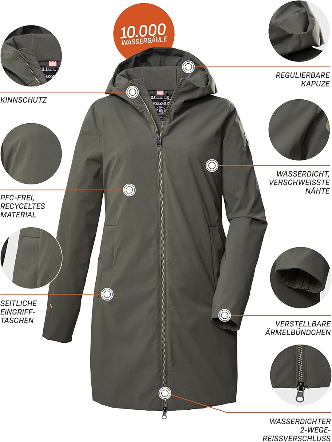 G.I.G.A. DX Damen Gs 154 Wmn Prk Casual Funktionsparka/Parka mit Kapuze 36 oliv, 36 oliv