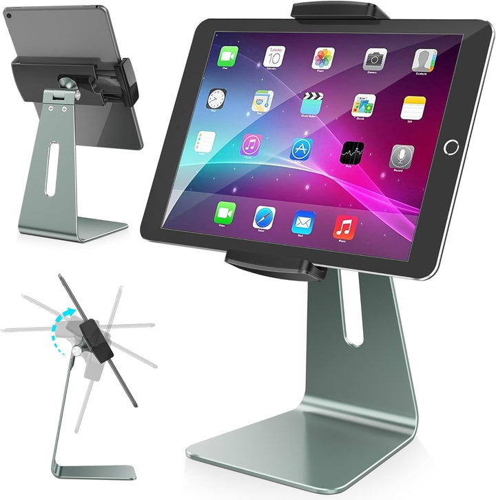 AboveTEK Verstellbarer Aluminium-Tablet-Ständer, 360° drehbarer Display-Halter für 7–12,9 Zoll iPad