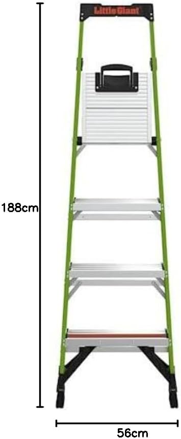 Little Giant MIGHTYLITE, 4 Steps Model - EN 131-150 kg Rated, Fiberglass Stepladder with Ground CUE