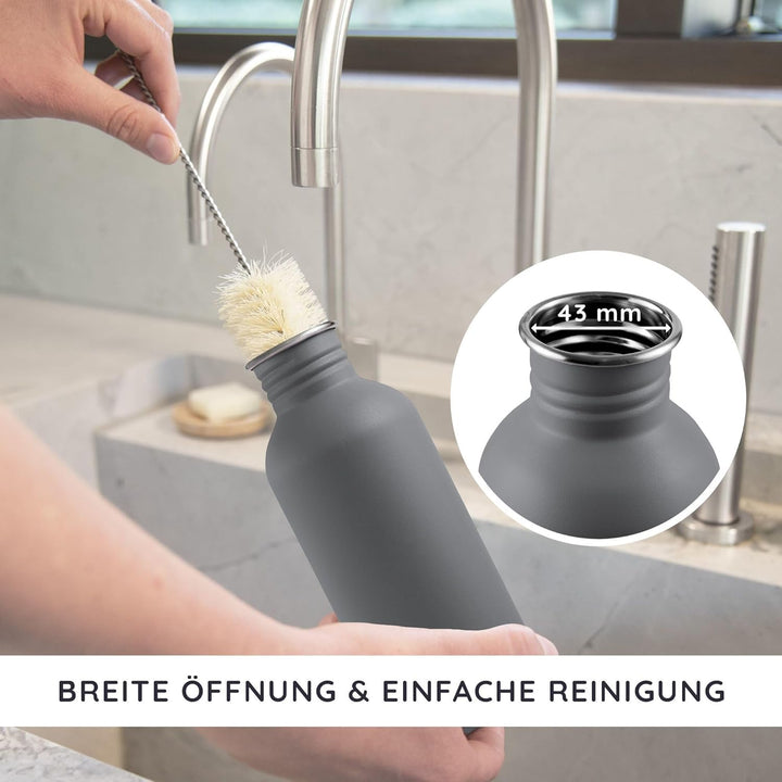 Bambaw Trinkflasche 750 ml Edelstahl, Nicht-isolierte Wasserflasche Grau, Wasserflasche für Unterweg