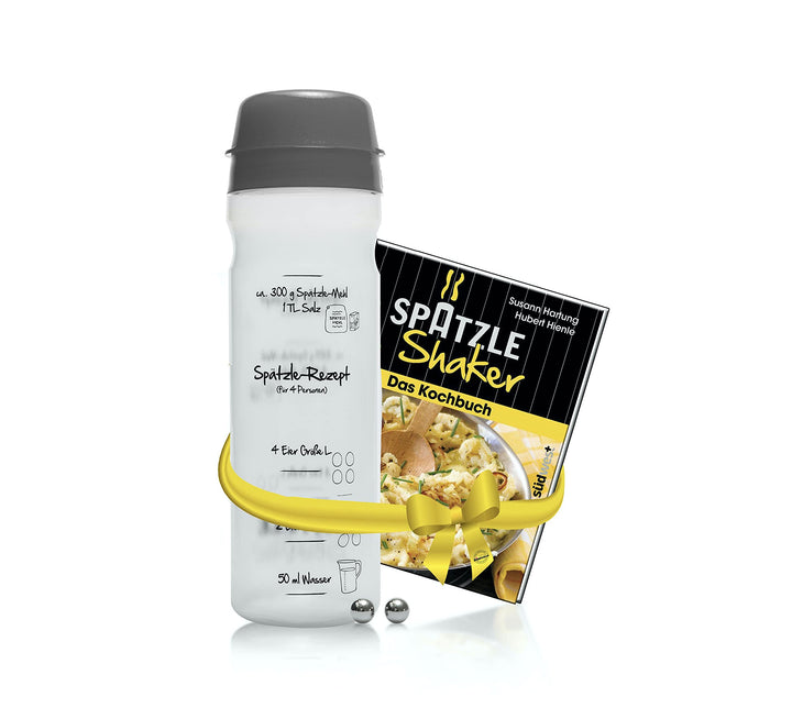 Einsteiger-Set zum Spätzle selber machen mit Spätzle-Shaker 875ml schwarz 4 Portionen & Rezeptbuch (
