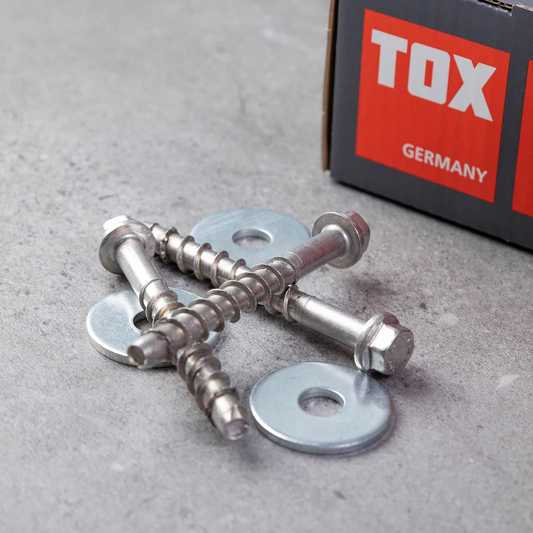 TOX Schraubanker Sumo Max 1 KB-U 10x280 mm, Sechskantkopf mit Bauscheibe, Stahl verzinkt, für Befest