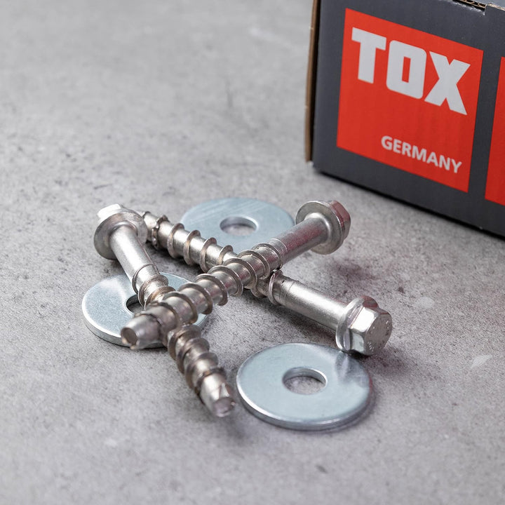 TOX Schraubanker Sumo Max 1 KB-U 10x280 mm, Sechskantkopf mit Bauscheibe, Stahl verzinkt, für Befest