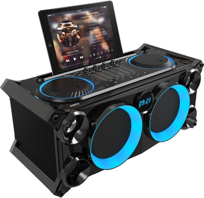 Ibiza - SPLBOX200-BK - 120W All-in-One batteriebetriebenes tragbares Soundsystem mit LEDs an den Lau