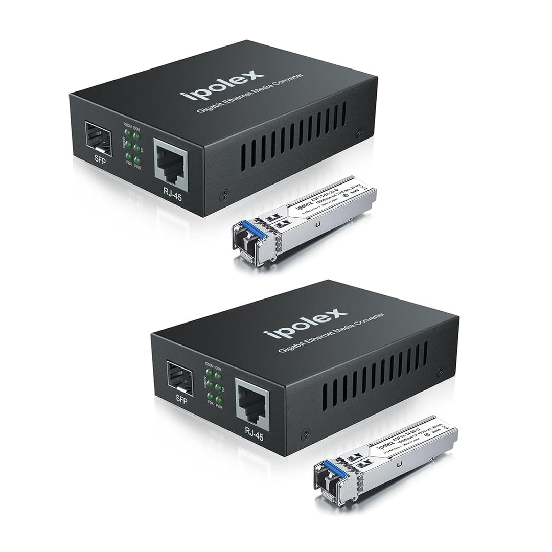 ipolex Gigabit Ethernet Medienkonverter, 1,25G SFP Port Glasfaser Medienkonverter, Singlemode LC Med