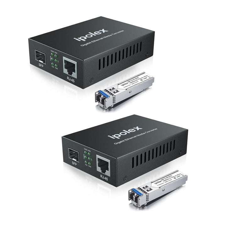 ipolex Gigabit Ethernet Medienkonverter, 1,25G SFP Port Glasfaser Medienkonverter, Singlemode LC Med