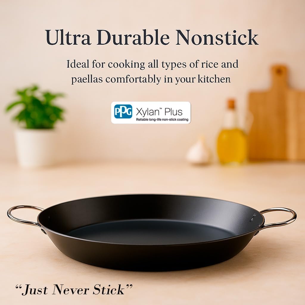 WECOOK! Kratha Paella-Pfanne Induction, 46cm, 12 Portionen, Antihaftbeschichtung XYLAN PLUS, Ökologi