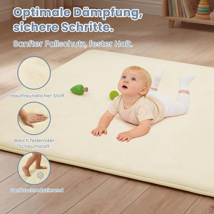 ACOMOPACK Baby Spielmatte aus 3cm dickem Memory-Schaumstoff, 127 x 127 cm, Kinder Laufstallmatte für