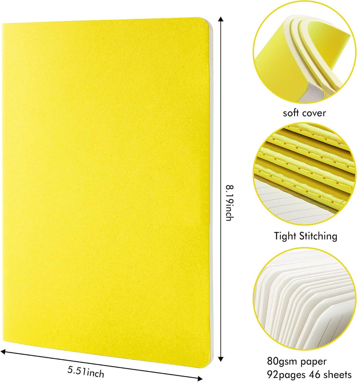feela Notizbuch A5 Softcover, 8 Stück Notizbuch liniert, Notizheft mit 92 Seiten, 14x21cm, Notizbloc
