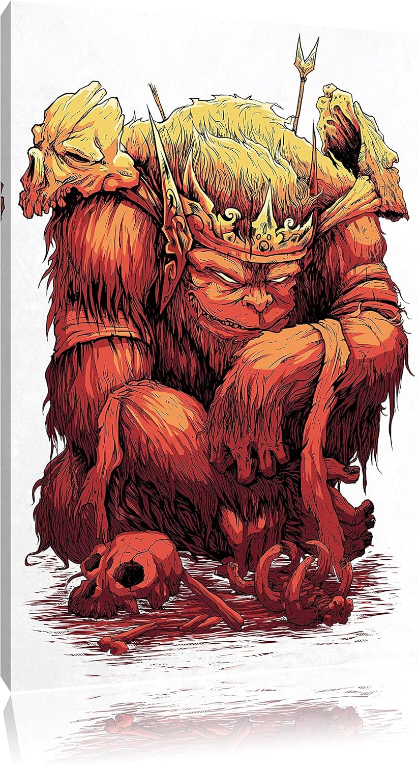 King-Ape white Bild auf Leinwand, XXL riesige Bilder fertig gerahmt mit Keilrahmen, Kunstdruck auf W