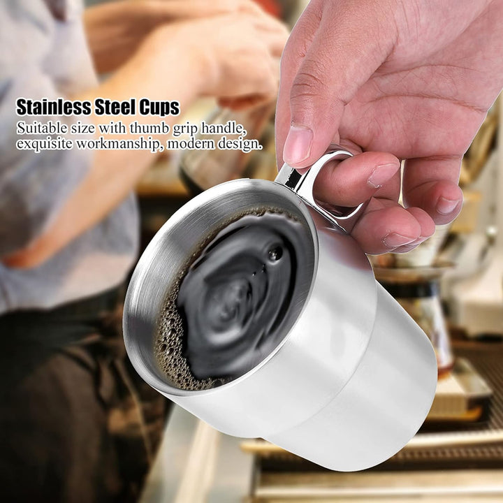 Wasserbecher Set, Edelstahl Kleine Kaffee Tee Bierbecher mit Cup Rack Stapelbare Kaffeetassen Kit fü