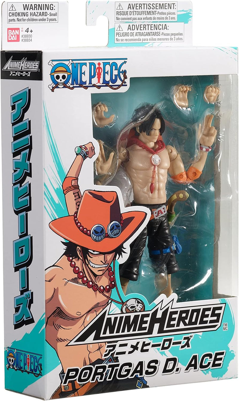 BANDAI - Anime Heroes - One Piece - Figur Portgas D. Ace 17 cm - Gelenkfigur - Offizielle One Piece