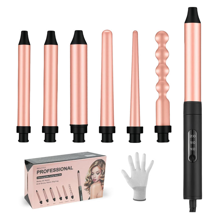 Flintronic 6 in 1 Lockenstab, Lockenwickler Set mit 6 Multifunktions Austauschbare Keramikbeschichtu