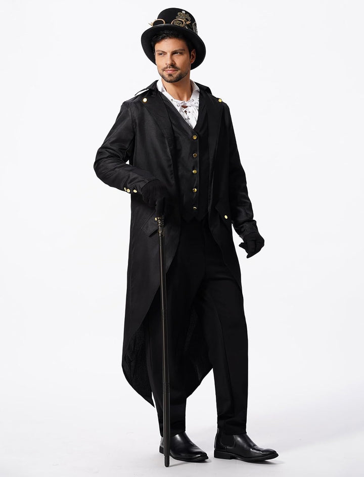FYMNSI Herren Gothic Steampunk Frack Mantel Männer Mittelalter Viktorianischen Jacke Für Karneval Fa