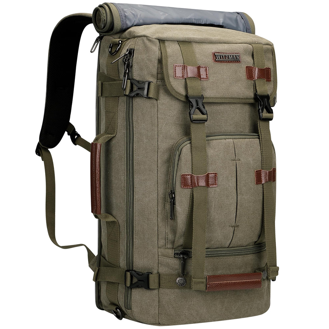 WITZMAN Vintage Canvas Rucksack Laptop Reiserucksack Herren Convertible Reisetasche Rucksäcke 17 Zol