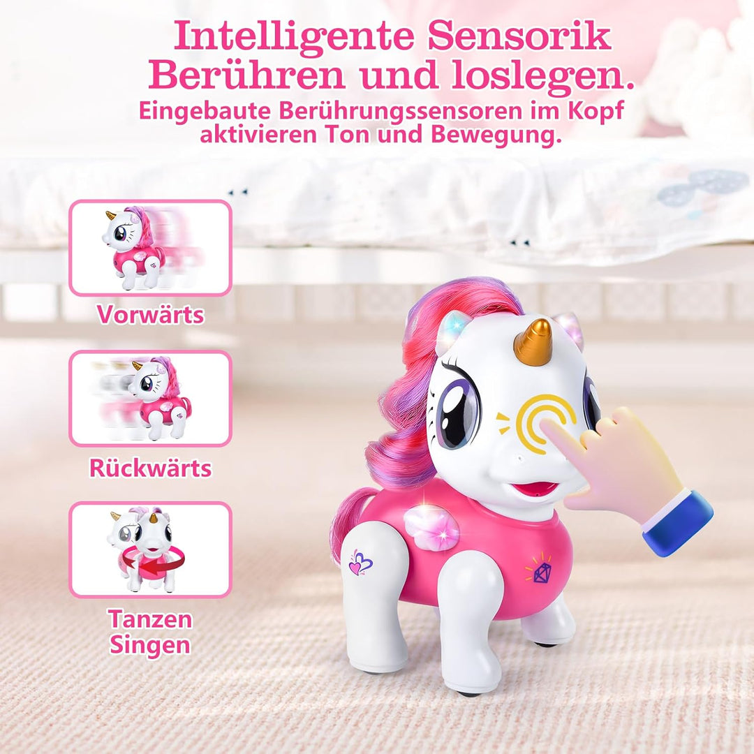 Einhorn Roboter für Mädchen, Ferngesteuertes Einhorn Roboter Spielzeug mit Tanz & Musik, Tonaufnahme