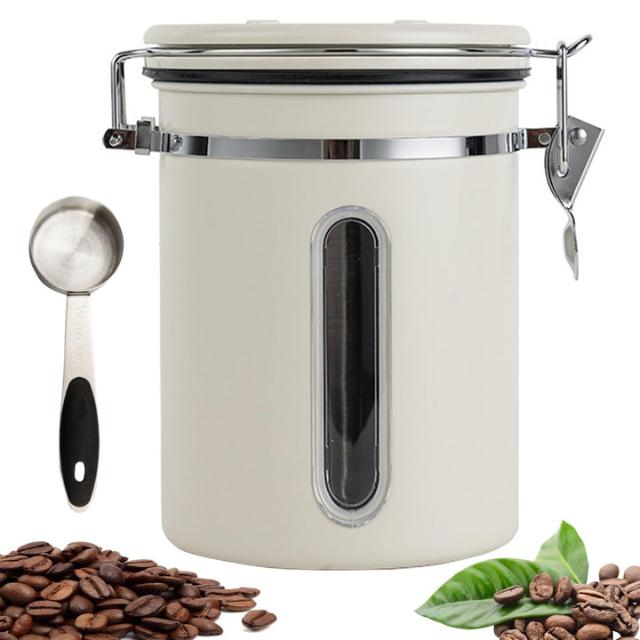 Kaffeedose Luftdicht mit Messlöffel & Ventil, 1,8L Datumsanzeige Wiederverwendbarer Kaffeebehälter,