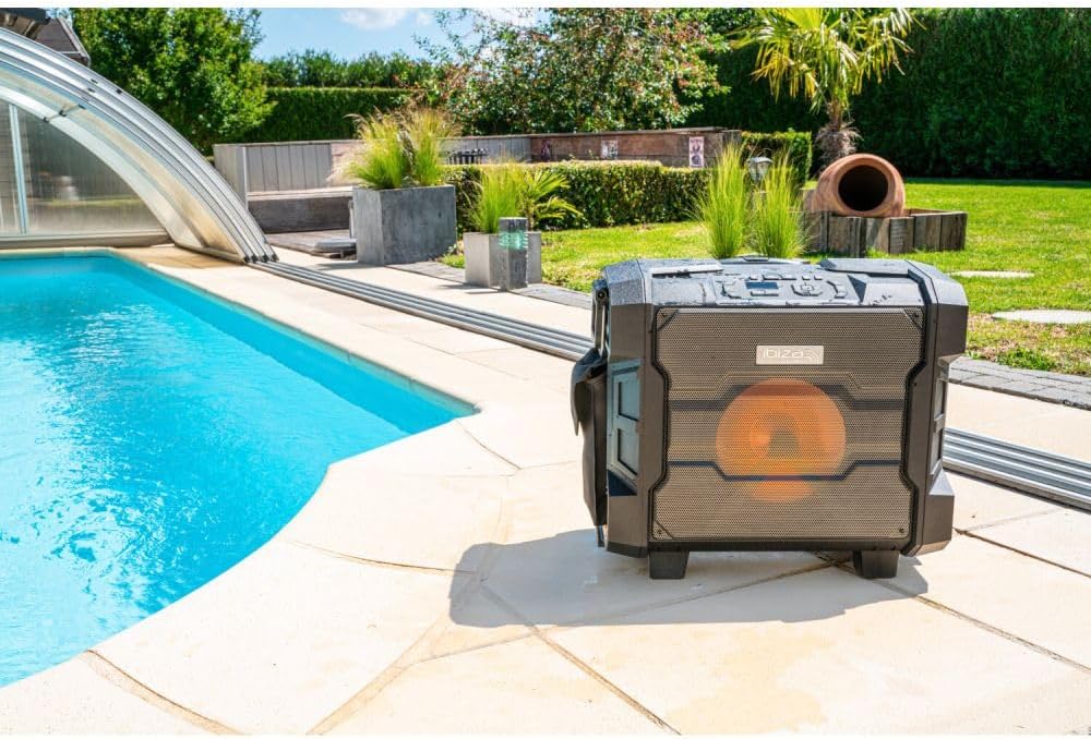 Ibiza Sound WPORT10-300 Lautsprecher mit Akku, LED, 10 Zoll / 25 cm, IPX4 IP65 – BT/NFC/FM/USB + UHF