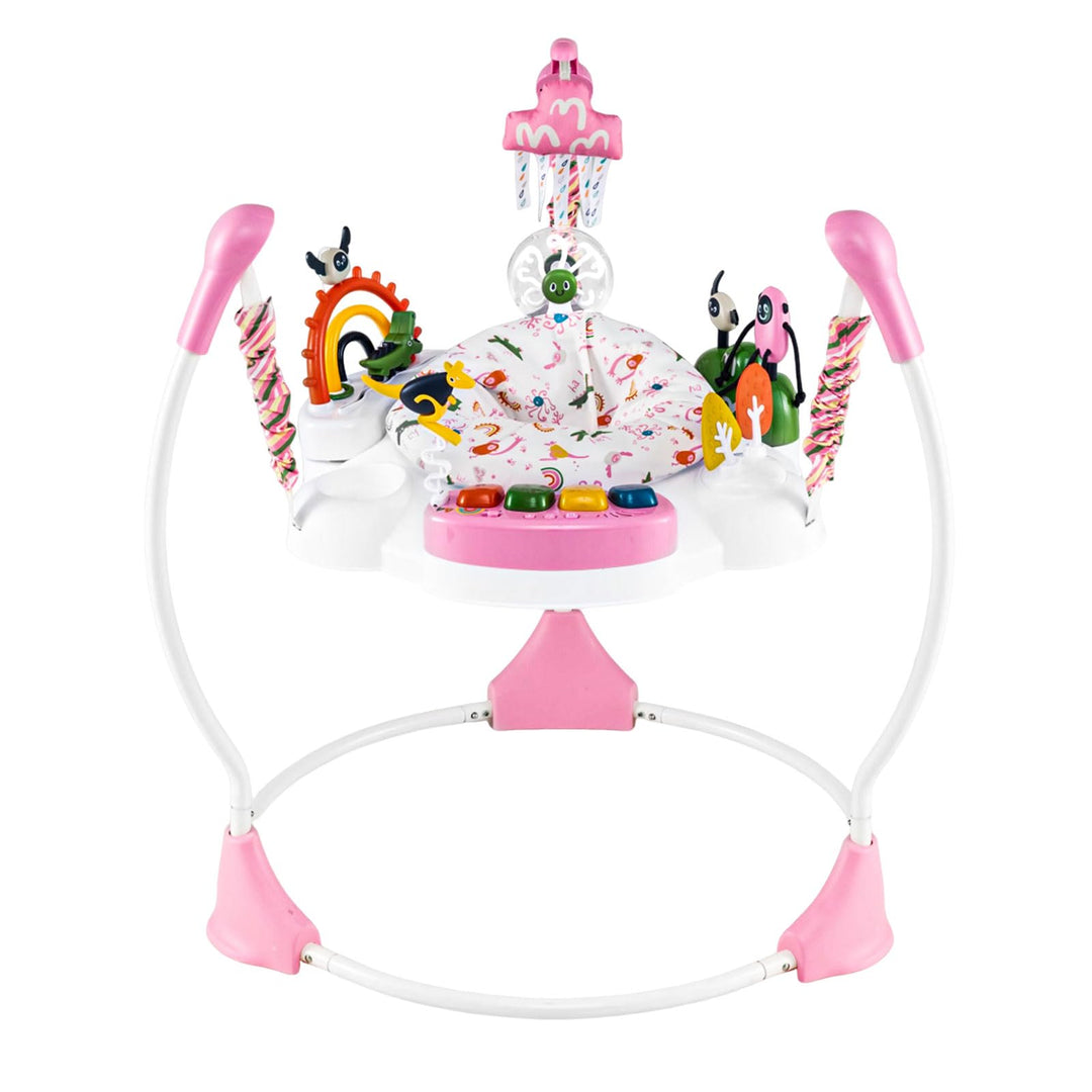 DREAMADE Stationäres Aktivitätscenter, Tierwelt-Jumperoo mit abnehmbarem Fusspolster, 360°-Drehsitz,