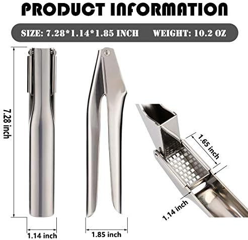 Kuto Knoblauchpresse aus Edelstahl, professionelles, effizientes quadratisches Loch-Design, leicht z