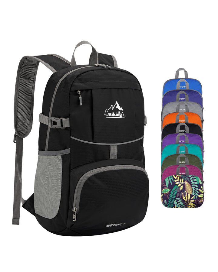 WATERFLY Faltbarer Rucksack Ultraleicht Wanderrucksack: 25L Leichter Tagesrucksack Sportlich Packabl