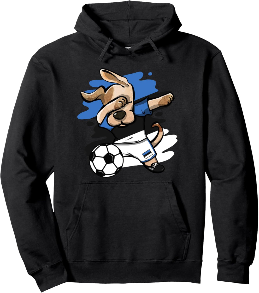 Dabbing Hund Estland Fussball Mannschaft - Estnische Flagge Pullover Hoodie