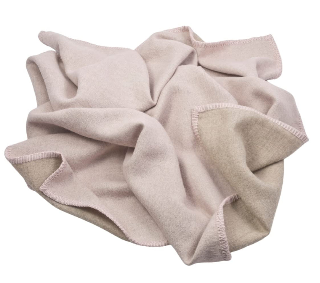 Generisch Babydecke aus 100% Baby-Alpaka Wolle - Mädchen - Doubleface Rosa Taupe