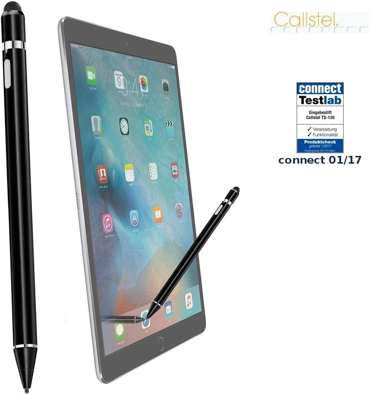 Callstel Tablet Stift: Aktiver Touchscreen-Eingabestift mit integr. Akku, auch für kompatibel mit iP
