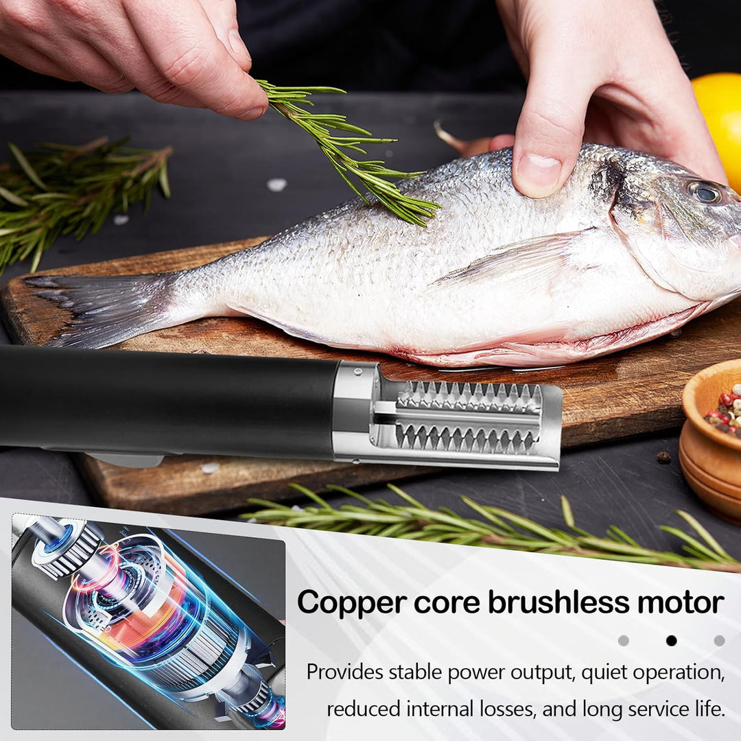 Fischentschupper, 125W 3000Mah Fischschupper Elektrischer Edelstahl Wasserdicht Fischentschupper Rei